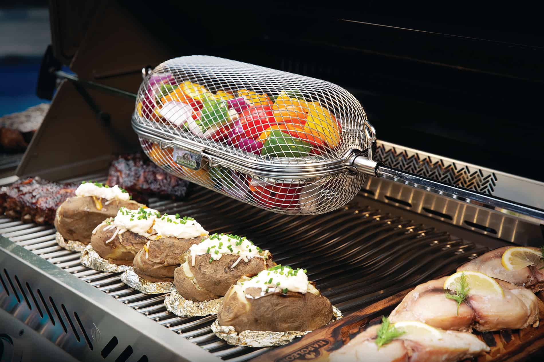 Prestige-665-Detail-Rotisserie-Basket-in-Use