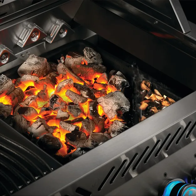 עבודה עם מגש פחמים בגריל גז