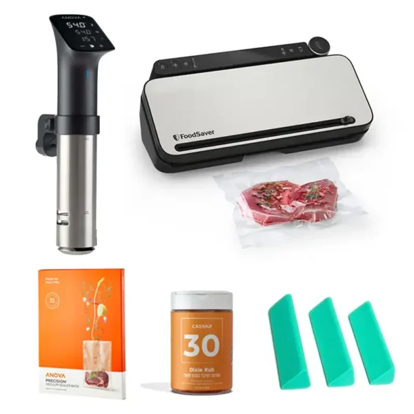 באנדל נובמבר 02 - מכשיר סו ויד ANOVA PRO + מכשיר וואקום VS3190 FoodSaver + מארז שקיות + סט 3 משקולות + 2 ראבים