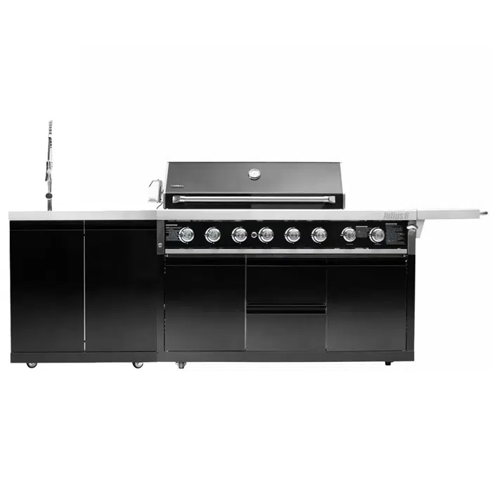 גריל גז 6 מבערים + יחידת מגירות + יחידת כיור - סיזר NERO