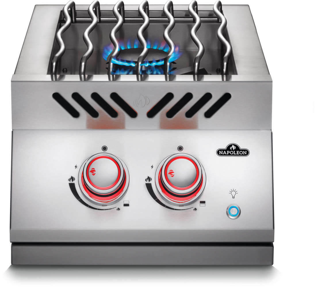 BIB12RTPSS-Web-Gallery-03-Built-in-700-BIB12RT-DropIn-Burner-Prod-Str-burner-on-Red-lit-knob